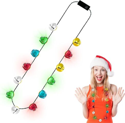 Yaxinrui 1 PCS عيد الميلاد قلادة أعلى ، أجراس تضيء إكسسوارات قلادة عيد الميلاد ، 3 أوضاع أجراس جينجل بيلز توهج عيد الميلاد من أجل سترة قبيحة العام الجديد عيد الميلاد. in Kuwait