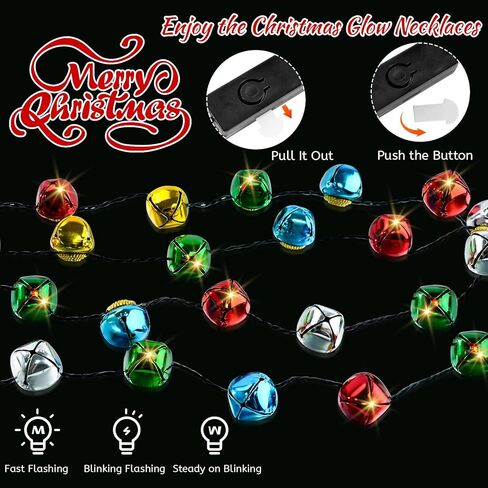 Yaxinrui 1 PCS عيد الميلاد قلادة أعلى ، أجراس تضيء إكسسوارات قلادة عيد الميلاد ، 3 أوضاع أجراس جينجل بيلز توهج عيد الميلاد من أجل سترة قبيحة العام الجديد عيد الميلاد. in Kuwait