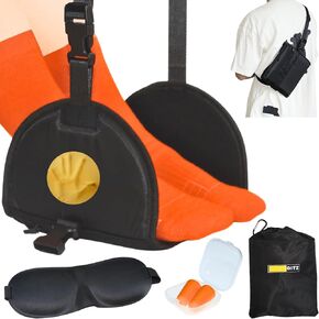 Airplane Foot Hammock 2-Pack, Leg Hammock for Airplane Travel with Rigid Base, Foot Sling for Plane Traveling with Memory Foam, Feet Rest for Long Flight, Travel Leg Rest, Footrest for Kids
