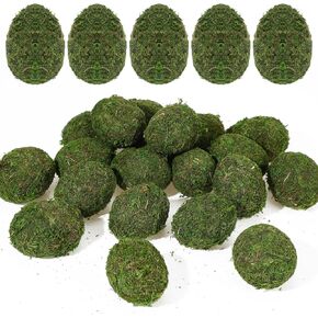 24 Pcs Faux Moss Easter Eggs Artificial Moss Green Eggs Bulk DIY Crafts Green Balls Foam Easter Basket Suffer for Hunt Kids Prizes Gifts Party Decoration