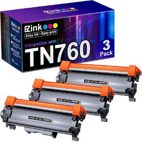 E-Z Ink Compatible TN760 Toner Cartridge Replacement for Brother TN760 TN 760 TN730 Compatible with DCP-L2550DW HL-L2350DW HLL2395DW HLL2390DW HL-L2370DW MFC-L2710DW MFC-L2750DW MFC-L2730DW (3 Black)