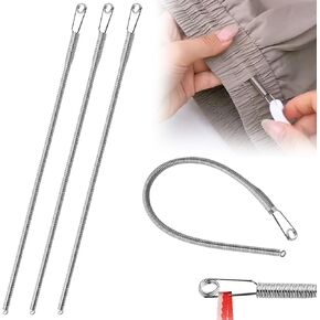 3pcs Spring Drawstring Threader Tool Bendable Rope Threader Clip Multi-Purpose Hoodie String Threader Drawstrings Replacement Tool Hand Sewing, Spring Loop Threader for Sweatpants Shorts Jackets