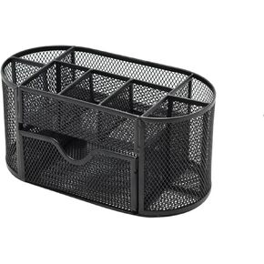 Purple Mesh Desk Organizer سطح مكتب لوازم المكتب مع 9 مقصورات ، منظم سطح مكتب المكتب مع درج ، منظم متعدد الدعاوى للقرطاسية المعدنية Caddy Caddy Caddy Caddy Caddy in Kuwait