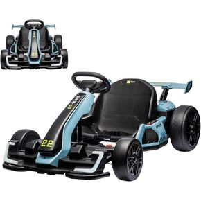 24V Electric Go Kart for Kids，Powerful Drift Kart With Adjustable Seat, 2x150 Motor, 8.5 Mph Speed, 4 Speed Modes, Led Lights, Music, and Honking Horn for Ages 6-12 in Kuwait