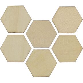 CleverDelights 1 Inch Wood Hexagons - 50 Pack - 1/16" Thick - 1" Unfinished Craft Pieces