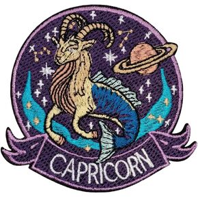 Constellation Capricorn Patch – 3.35 inches, Cool Colorful Capricorn Zodiac Patch – Embroidered Zodiac Iron On Patches for Backpacks