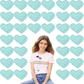 50 pcs الحديد الصغير البرتقالي على البقع ، وخياطة بقع مطرزة على الحديد على بقع القلب لسترات السترات الظهر أحذية إصلاح الأوسمة