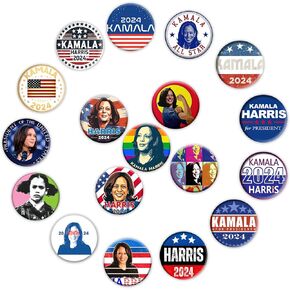 GTOTd Harris USA Buttons Pin（18 Pack,1.5 INCH）Patriotic American President Elect Vote Support USA Flag Style B Gifts Merch Party Supplies Button for Accessories Art DIY Crafts Decor