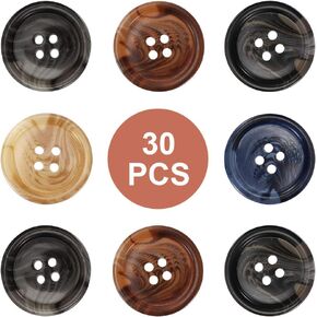 30 PCS أزرار خياطة راتنج ، أزرار كبيرة 25 مم/1 بوصة مستديرة للخياطة ، مع 5 نمط غير لامع حجم 4 ثقوب ، لخياطة الحرف DIY ، اللوحة الأزرار اليدوية ، إصلاح يدوي