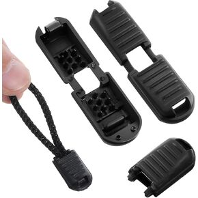QFGasre 50 pcs Zipper Pull Tabs Cord Ends Tips Plastic Cord Locks for Spring Toggles Stoppers Shoe Lace End Clips Paracord Backpack Quick No Tied Shoelace Running Shoe