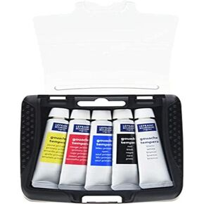 Lefranc & Bourgeois Gouache Tubes of Paint Set, Multi-Colour, Multicoloured, Palette Box - 5 Farben