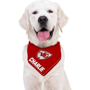 NFL Kansas City Chiefs Personalized Tie for Dogs & Cats, Size Large/X-Large. Custom Dog Scarf Bib for Pet Cat Dog. The Ultimate Game-Day & Party Customizable Bandana