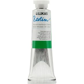 Lukas Berlin Oil 37 ml – Water Mixable Oil Paint in Premium Quality – Permanent Green Light