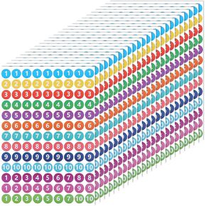 2808Pcs 0.8 Inch Small Number Stickers, 24 Sheets Colourful Number Stickers 1-10 Self Adhesive Round Numbered Stickers Label Sticker for Office Storage Inventory Classification Boxes