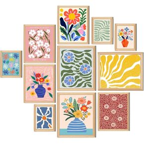 Yerliker 11 Pcs Floral Diamond Art Kits for Adult Diamond Painting Kits Flower Aesthetic Wall Crafts Aesthetic Room Decor 5D Art Set DIY Craft for Beginner Home Wall Gift 3 Size