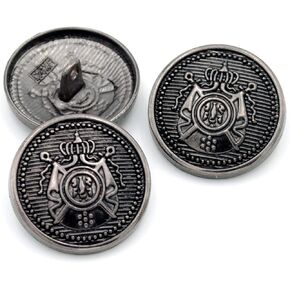 5PCS Metal Buttons 4Holes Brass Antique Engraving Snaps Blzer Jeans Clothes Accessories (25mm, Gold)
