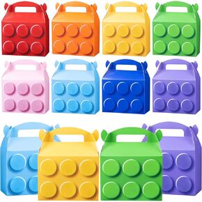 Party Favor Boxes Theme Birthday Goodie Boxes Candy Gift Bags Barnyard Candy Treat Boxes for Kids Baby Shower Birthday Party Supplies (Building Block)