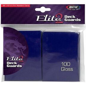 BCW Elite2 Glossy Card Sleeves – Blue | Crystal-Clear Front | Textured Back | Fits 2.5" x 3.5" Cards - 100 Ct