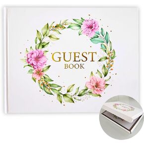 Elegant Guest Book, Guestbook Includes Gift Box, hardcover Guest Book Wedding Reception, Baby Shower Guest Book with Beautiful Design, Graduation Guest Book, Wedding Guest Book