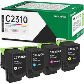 C2310 Toner Cartridge 4-Pack(Black,Cyan,Magenta,Yellow) Replacement for Lexmark C2310K0 C2310C0 C2310M0 C2310Y0 Toner Cartridge for C2325 C2425 C2535 MC2425 MC2535 MC2640 MC2535adwe Printer Ink