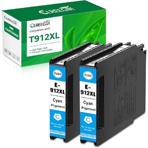 Remanufactured T912XL Ink Cartridge Cyan 912XL T912 XL Compatible with Workforce Pro WF-C8190 WF-C8690 WF C8190 WF C8690 WFC8190 WFC8690 Printer (2 Pack)