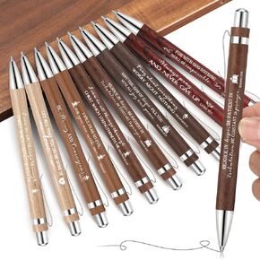 Spakon 20 Pack Employee Appreciation Gifts Pens Bible Verse Pen Bamboo Retractable Ballpoint Christian Pen Inspirational Black Ink Pen for Men Women Journal Writing Office Religious Gifts