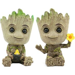 Mini Groot Figurine Miniature Model Home Accessories Decompression Artefact Kids 2PCs Bundle Set
