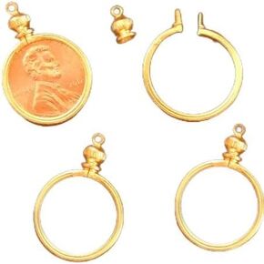 1 Cent / USA Penny Coin Holder Bezel Gold Tone ~ for Charm, Necklace, Pendant, Display (Pack of 4)