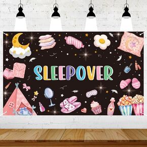 6x3ft Sleepover Party Backdrop Slumber Party Supplies for Girls Sleepover Party Banner Pajama Party Decorations Pillow Fight Photography Prop