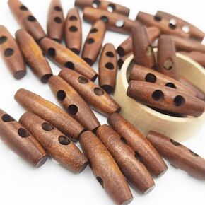 50 Pieces Wood Color Olive Shape Wooden Toggles Buttons 2 Holes Sewing Buttons for Clothes Decor Fasteners,Wood DIY Button Coat Buttons