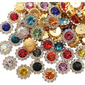 200 Pcs 12mm Flower Shape Rhinestone Buttons Sew on Rhinestones Sewing Claw Rhinestones Sunflower Clothes Gemstones Flatback Sewing Gems Sew on Crystal Embellishments