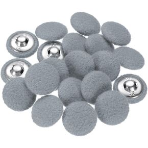 HARFINGTON 20pcs Fabric Cloth Covered Buttons 0.8" Round Plush Sweaters Button with Aluminum Shank Sewing Button for Woolen Coat Jacket Shirt DIY, Grey