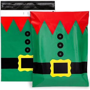 AnyDesign 100Pcs Christmas Poly Mailers 10 x 13 Inch Red Classic Santa Claus Design Shipping Bags with Self Sealing Xmas Holiday Poly Bag Envelops for Small Business Boutique Clothing