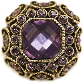 10 pcs Purple Rhinestones Inlaid Retro Round Octagon Metal Shank Sewing Coat Buttons -25mm -1"