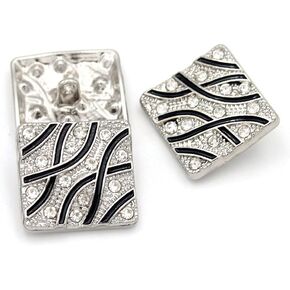 5Pcs Wave Pattern Rhinestone Metal Buttons Crystal Embellishments Button for Clothes DIY(Golden Round,24mm)