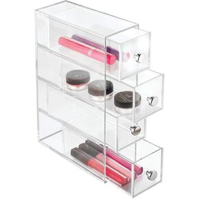 InterDesign iDesign Clarity BPA-Free Plastic Drawer with Divided Tray, 6.97" x 6.5" x 3.94", Clear Organizer