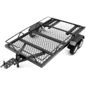 XBERSTAR RC Trailer for 1/18 RC Traxxas TRX4M SCX24 FCX24 Trailer Frame RC Car Metal Hopper Frame Upgrade Accessory (Black)
