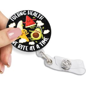 Registered Dietitian Retractable Badge Reel with Glitter, Cute Fruits Vegetables Badge Holder for Nurse, Registered Dietitians, ICU Med Surg, Clinical Dietitian, RD Gift for Dietitian