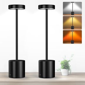 Set of 2 LED Table Lamps Eye-Caring Battery Powered Desk Lamp Bedside Reading 3-Colors Wireless Dimmable Light for Nightstand Bedroom Living Room Home Office Up to 72h Cordless Lighting