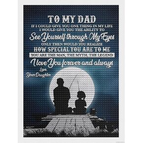 UPABLUNSO Diamond Painting Kits to My Dad Full Drill Diamond Art Kits Father's Day Gift Decompressions Art Work Home Wall Decor Art Crafts 12x16 Inch