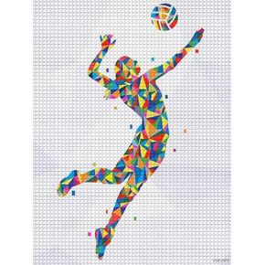 YEEIFFD Volleyball Player Diamond Painting Art Kits for Adults, DIY 5D Round Full Drill Diamond Painting for Beginners, Wall Home Decor, Gifts12x16 Inch