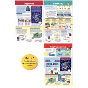 NewPath Learning Electricity & Magnetism Bulletin Board Charts, Set/3 - Laminated, Double-Sided, Full-Color, 12" x 18" (94-9004)