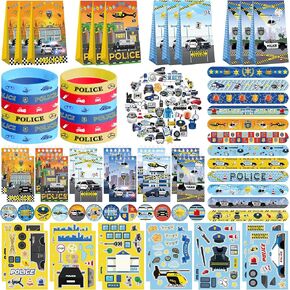Police Party Favour Supplies including Police Gift Bags, Stickers, Badges, Wristbands for Police Theme Birthday Party