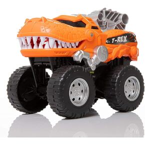 BUILD ME Dazmers Dino Monster Truck - Motorized T-Rex Monster Truck for Kids 3 Years and Up - Roars and Lights Up - Big Dinosaur Truck Toy - Durable 10" Long Monster Truck for 3 Year Old Boys