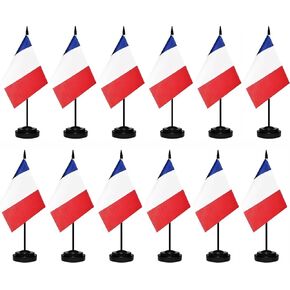 12 Pack France Desk Flags Set French Small Mini Table Office Miniature Desktop Flag Home Office Decoration