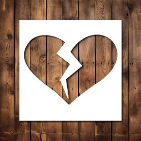 Heart Stencil Template - Reusable Broken Heart Valentines Day Stencils for Painting on Wood, Glass, Wall Rock, Walls, Canvas, Glassware, Spray Painting, Airbrushing (4 x 4)