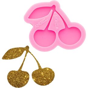 Shiny Glossy Cherry Shape Keychain Silicone Molds for 1.5 Inch Badge Reel Silicone Mold Epoxy Craft Resin Molds DIY Handmade Jewelry Making Silicone Mold
