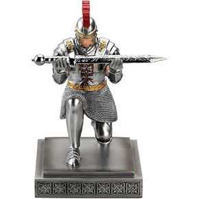 Roman Praetorian Warrior Knight Pen Holder Desk Ornament Resin Pencil Holder Desk Accessories and Organizer For Office with a Letter Opener (Blue)