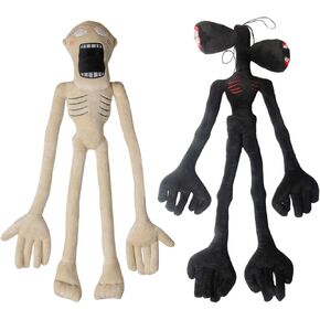 2pcs Double Head Plush Toy [21.5 Inch] Kids Teddy Horror Stuffed Birthday Gift Toys, Interactive Plush Dolls for Boys and Girls (Off-White and Black)…