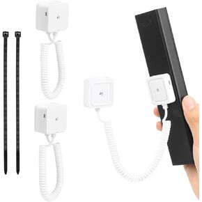 2-Pack Magnetic Remote Control Holders with Spring Ropes - Safely Secure TV Remotes & Small Items, Wall-Mount with Adhesive, Anti-Loss, Rapid Adsorption, Extendable Spring (White, 2 Pack)